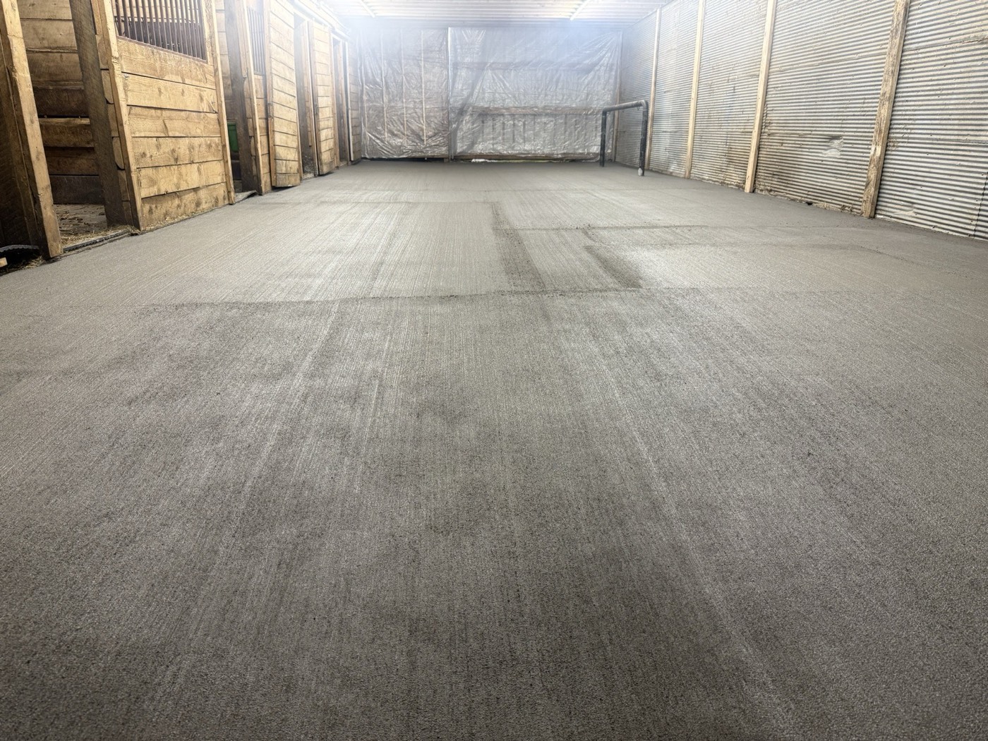After: finished concrete barn floor — 20 yards poured in Long Prairie MN