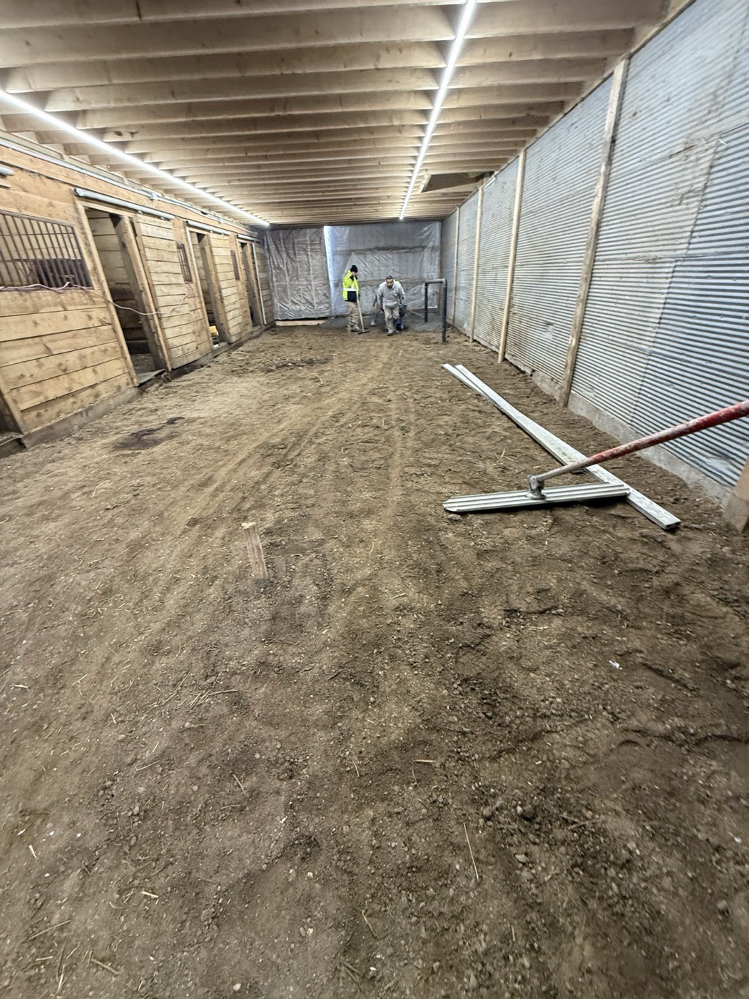 Before: dirt floor prepped for 20 yards of concrete in a Long Prairie MN barn